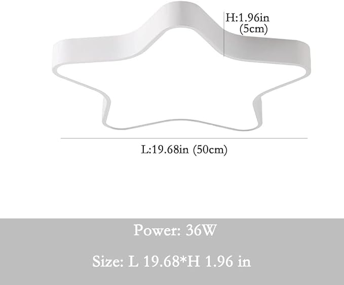 LED Ceiling Light Fixture, 20 Inch Modern Pentagram Recessed Ceiling Lights,3000K-6000K Dimmable Light, White 36W Close to The Ceiling Lighting Flush Mount Living Room Ceiling Lamp