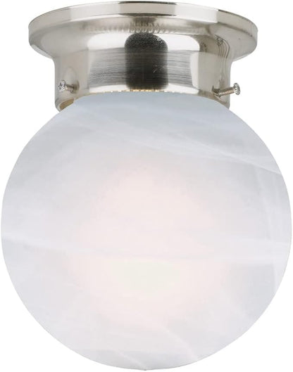 Design House Millbridge Globe 6 Inch Diameter Indoor Ceiling Light Fixture, for Bedroom, Hallway, Closet & Dining Room, Alabaster Glass, Satin Nickel, 511592
