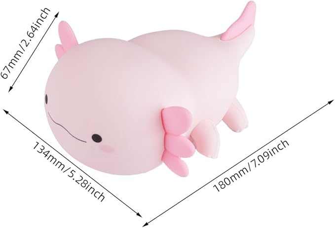 IFTHFOUR Axolotl Night Light – Cute Rechargeable Dimmable Silicone Lamp for Kids, Kawaii Bedside & Nursery Decor, Trendy for Girls & Boys (Pink)