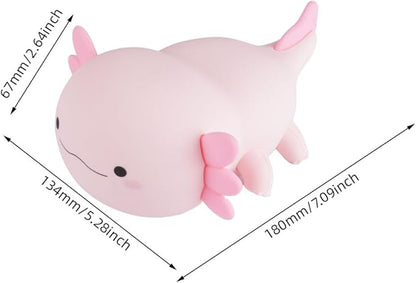 IFTHFOUR Axolotl Night Light – Cute Rechargeable Dimmable Silicone Lamp for Kids, Kawaii Bedside & Nursery Decor, Trendy for Girls & Boys (Pink)
