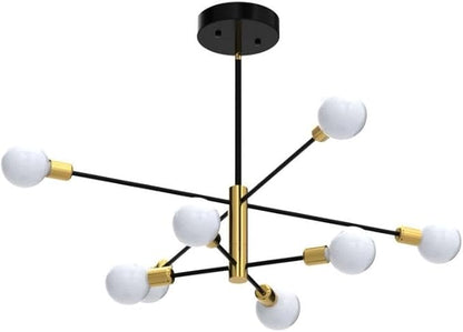 Sputnik Chandelier Mid Century Modern Industrial E26 Pendant Lighting Chandeliers Ceiling Light Fixture Black and Gold Light for Living Room,Kitchen,Bedroom,Dining Room and Farmhouse
