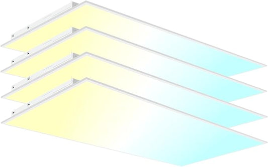 2x4 LED Flat Panel Light LED Drop Ceiling Light Fixture, 5 CCT 3000K-6500K Adjustable & 5 Wattage Selectable Recessed Back-Lit Fixture for Office, ETL Listed(4Pack 2x4)