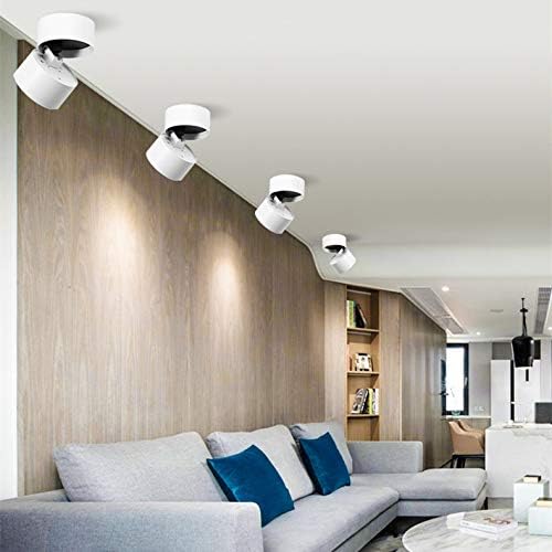 Dimmable Ceiling Spotlight,Indoor 360°Adjustable Surface Mounted LED 10W COB Ceiling Downlight-Wall Lamp for Picture Background Wall Display Lighting(Cold Light 6000K,White)