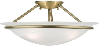 Livex Lighting 4824-01 Newburgh Collection 3 Light Semi-Flush, Antique Brass, 7 x 0.1 x 0.1