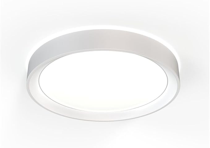 Juno 17 Inch Round LED Flush Mount Ceiling Light, Solana Series Low Profile Modern Ceiling Light Fixture, 5-in-1 Switchable White Color Temperature, Dimmable, Matte White
