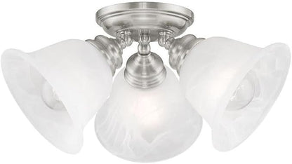 Livex Lighting 1358-91 Essex 3-Light Ceiling Mount, Brushed Nickel