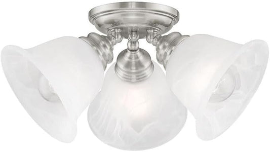 Livex Lighting 1358-91 Essex 3-Light Ceiling Mount, Brushed Nickel
