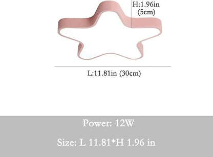 LED Ceiling Light Fixture, Modern Pentagram Recessed Ceiling Lights, 3000K-6000K Dimmable Light, Close to Lighting Flush Mount Living Room Pendant Lamps (Pink, 12inch)