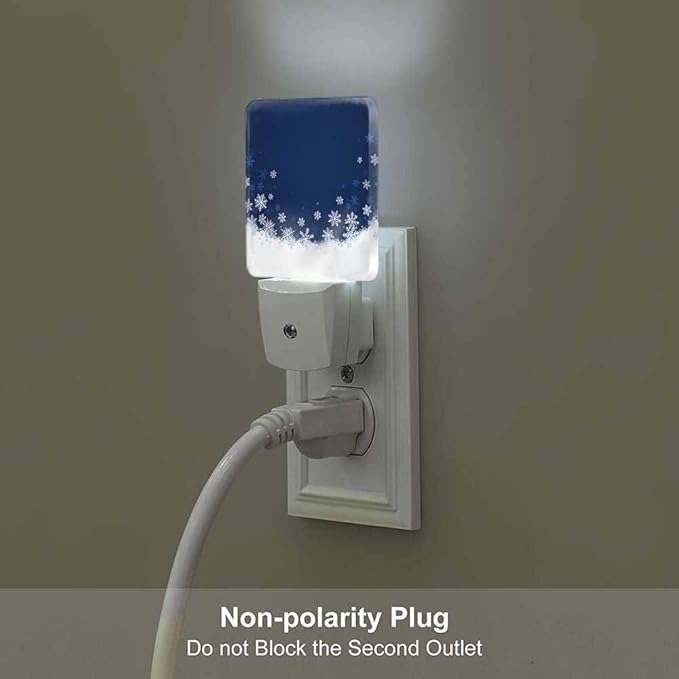 Snowflakes Night Light Plug-into Wall Merry Christmas A Snowy Winter Nightlight Lamp with Dusk to Dawn Sensor, Led Lamp 0.5W Energy Efficient for Home Decor