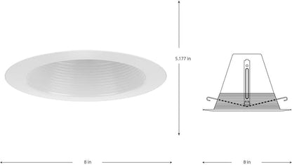 Progress Lighting P806002-028 6" Recessed Splay Baffle Trim Satin White 6" Housing (P806N Series), 5.177x8x8