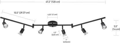 Globe Electric 59693 6-Light Foldable Track Lighting Kit, Matte Black Finish, Adjustable Heads, Bendable Arms, GU10 Base, Dimmable, Modern Industrial Style