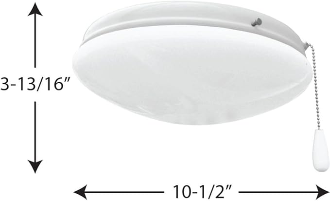 Progress Lighting 2-Light Ceiling Fan Light Kit for AirPro Collection Ceiling Fans, Modern Tranisitonal Style with Wide Low Profile Opal Glass Diffuser, Includes 2 LED Light Bulbs, White