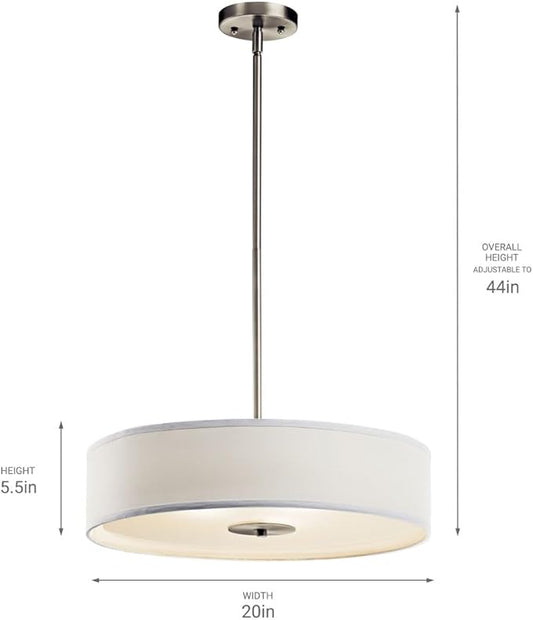 Kichler 42121OZ Semi Flush Drum Pendant Lighting, Bronze 3 -100 Watts Light (20" W x 12" H)