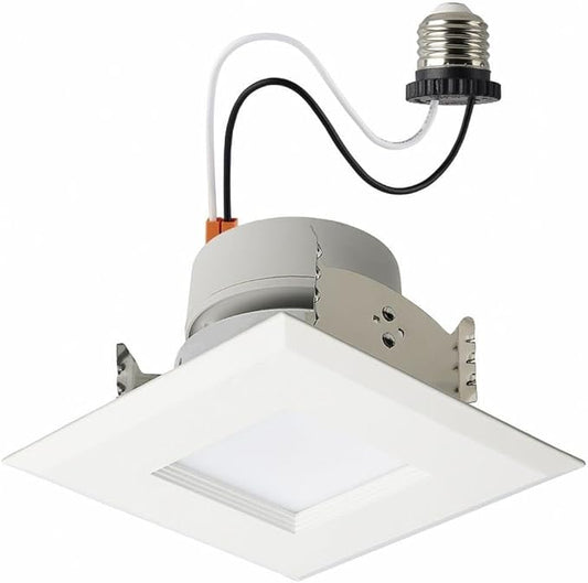 Satco LED Retrofit Downlight with Stepped Baffle, CCT and Wattage Selectable, 4 Inch Square, White