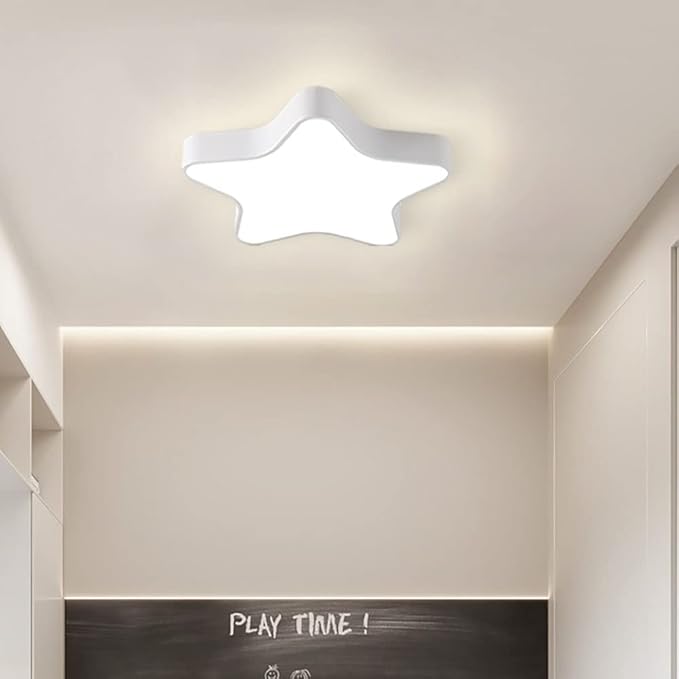 LED Ceiling Light Fixture, Modern Pentagram Recessed Ceiling Lights, 3000K-6000K Dimmable Light, Close to Lighting Flush Mount Living Room Pendant Lamps (White, 12inch)