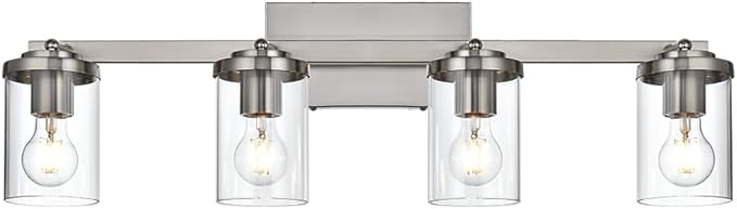 BONLICHT Modern Track Lighting Fixtures Ceiling 4 Light Adjustable Indoor Spotlight Brushed Nickel Farmhouse Bath Vanity Light Wall Mount Lamp with Clear Glass Shade