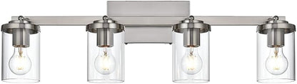 BONLICHT Modern Track Lighting Fixtures Ceiling 4 Light Adjustable Indoor Spotlight Brushed Nickel Farmhouse Bath Vanity Light Wall Mount Lamp with Clear Glass Shade