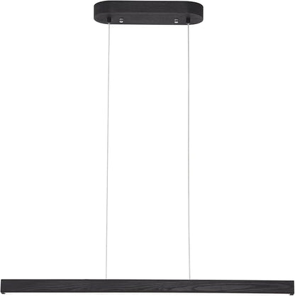 31.5" Black Linear Pendant Light Wooden Led Linear Pendant Light Fixtures Ceiling Hanging Dimmable Pendant Lights for Dining Room Kitchen Island Pool Table Lights Black Wood Finish，Kitchen Lights