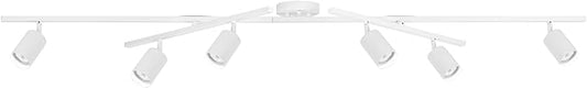 Globe Electric 64000097 64" 6-Light Track Lighting, Matte White, Center Swivel Bars, Pivoting Shades, Ceiling Lamp for Bedroom, Kitchen, Hallway, Bathroom, Den, Dining Room, Home Décor