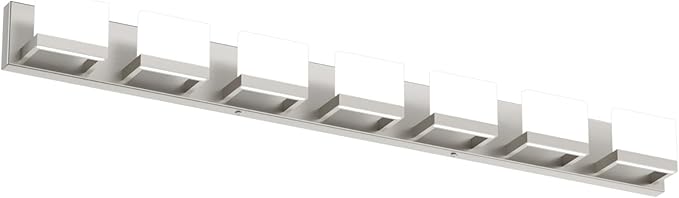 Tipace 7 Lights LED Modern Vanity Light Brushed Nickel Bathroom Lighting Fixture Up and Down Bathroom Wall Light Over Mirror(White Light 6000K)
