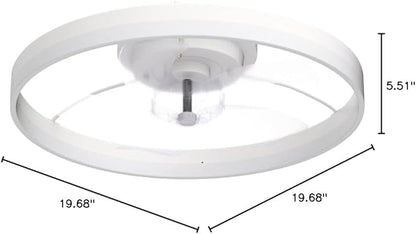 STERREN Ceiling Fans with Lights,20" Low Profile Ceiling Fan with Remote Control, Modern Flush Mount Ceiling Fan,White Fan Light for Bedroom, Living Room,Kitchen,Small LED Ceiling Light Fixture