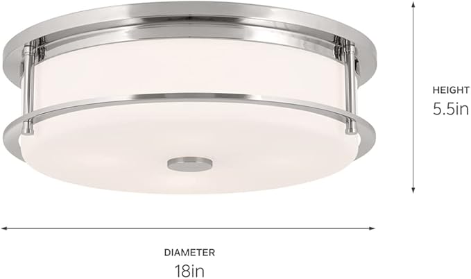 Kichler Brit 52597PN Flush Mount 4-Light 18˝ with Satin Etched Cased Opal Glass in Polished Nickel