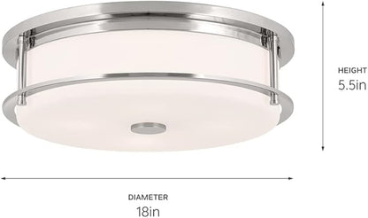 Kichler Brit 52597PN Flush Mount 4-Light 18˝ with Satin Etched Cased Opal Glass in Polished Nickel
