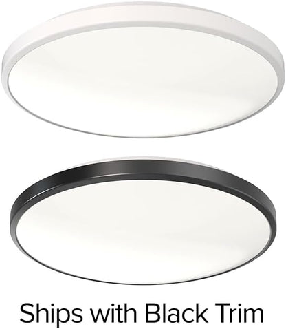 Juno 14 Inch Round LED Flush Mount Ceiling Light, Low Profile Modern Ceiling Light Fixture, Selectable 2700K/3000K/3500K/4000K/5000K Color Temperature, Dimmable, White (FMLR 14IN SWW5 90CRI WBT M4)