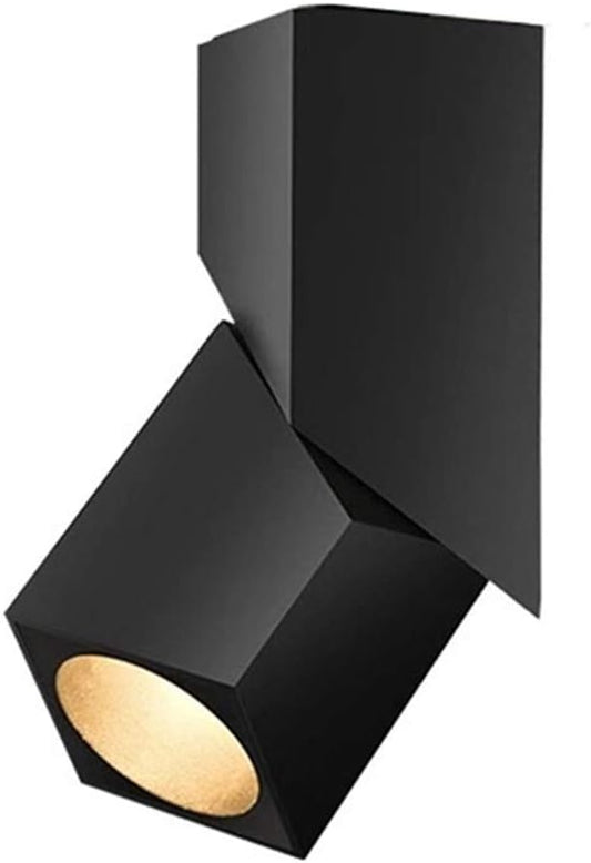 LED Indoor Ceiling Spotlight 360°Adjustable Wall Light - Art DIY Spotlights -12W Warm White Light 3000K Ceiling Downlight -Surface Mounted COB Lighting Swivel lamp (Black-3000K)
