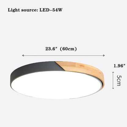 LED Ceiling Light Fixture,24 Inch Modern Wood Recessed Ceiling Lights,Dimmable Light,54W Grey Close to Ceiling Lighting Flush Mount Living Room Bedroom,3000K-6000K