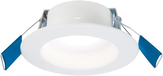 HALO RL 4 in Canless LED Recessed Lighting Downlight with Selectable Color Temperature 2700K-5000K Selectable Lumen 600/900 Dimmable IC Rated Wet Rated Indoor Outdoor Ceiling Light RL4069FSD2W1EWHDM