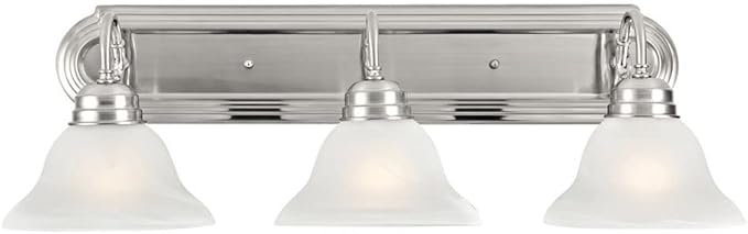 Design House Millbridge 3-Light Vanity Light, Satin Nickel Finish, Frosted Glass Shades, Dimmable, Bathroom Wall Fixture – Design House, 517383