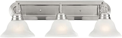 Design House Millbridge 3-Light Vanity Light, Satin Nickel Finish, Frosted Glass Shades, Dimmable, Bathroom Wall Fixture – Design House, 517383