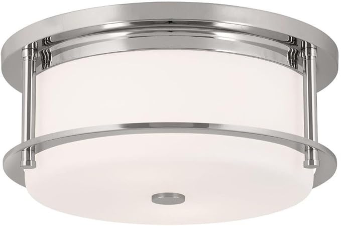 Kichler Brit 52595PN Flush Mount 2-Light 12˝ with Satin Etched Cased Opal Glass in Polished Nickel