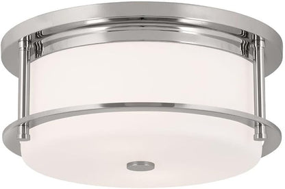 Kichler Brit 52595PN Flush Mount 2-Light 12˝ with Satin Etched Cased Opal Glass in Polished Nickel