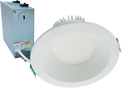 HALO LCR 8 in Canless LED Recessed Ceiling Light, 50W Dimmable Downlight with 6 Selectable CCT 2700K-6500K, 5000 Lumens, Wet Location, IC Rated, Matte White Finish - LCR850RD9FSE010