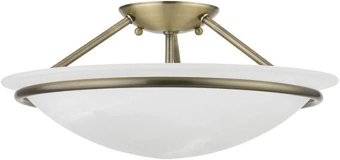 Livex Lighting 4824-01 Newburgh Collection 3 Light Semi-Flush, Antique Brass, 7 x 0.1 x 0.1