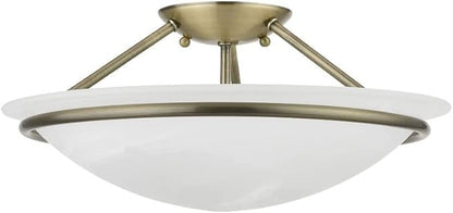 Livex Lighting 4824-01 Newburgh Collection 3 Light Semi-Flush, Antique Brass, 7 x 0.1 x 0.1