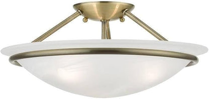 Livex Lighting 4824-01 Newburgh Collection 3 Light Semi-Flush, Antique Brass, 7 x 0.1 x 0.1