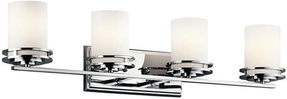 Kichler Hendrik 33.75" 4 Light Vanity Light with Satin Etched Cased Opal Chrome