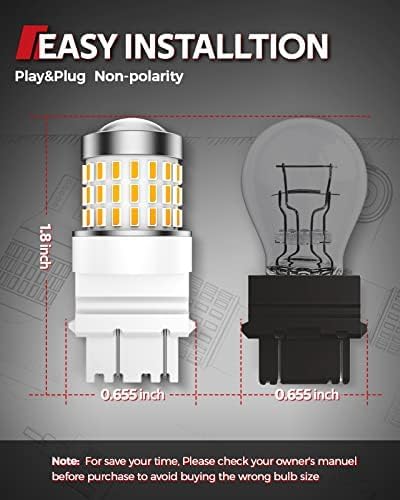 Torchbeam 3157 LED Bulbs for Turn Signal Lights, Yellow Amber 500% Brighter 3156 3056 4057 4157 LED Bulb 57-SMD LED Chipset with Projector Len for Parking Side Marker Brake Blinker Lights, Pack of 2