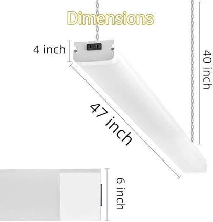 4FT Linkable 60W LED Shop Lights Warm White 3000K 4000K 6000K 6000LM for Garages Shop, Linear Work Light Fixture Hanging or FlushMount with Plug, ETL 2 Pack