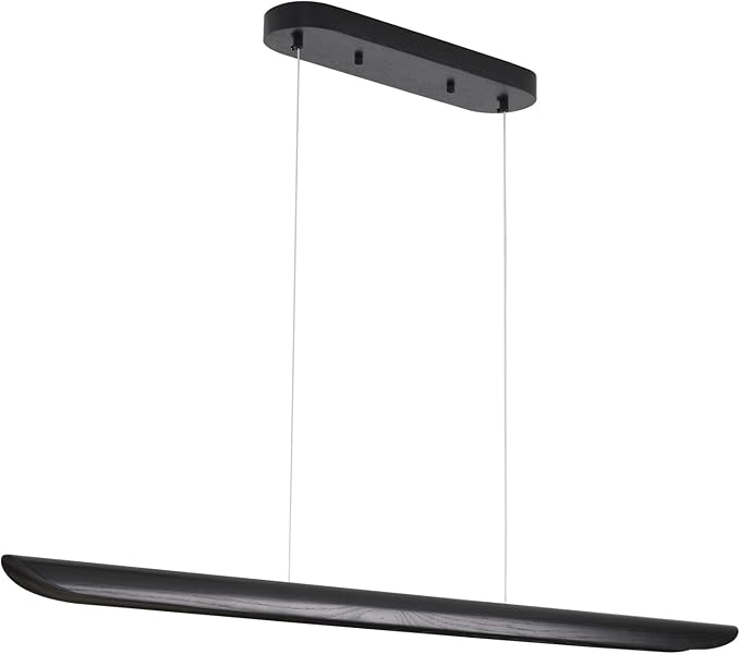55" Modern LED Linear Pendant Light,Dimmable Kitchen Island Light 40W LED lsland Lights for Kitchen,Adjustable Linear Chandelier for Dinning Room Light Fixture, Bar, Pool Table Light Black Wood Finish