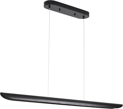 55" Modern LED Linear Pendant Light,Dimmable Kitchen Island Light 40W LED lsland Lights for Kitchen,Adjustable Linear Chandelier for Dinning Room Light Fixture, Bar, Pool Table Light Black Wood Finish