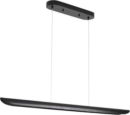 55" Modern LED Linear Pendant Light,Dimmable Kitchen Island Light 40W LED lsland Lights for Kitchen,Adjustable Linear Chandelier for Dinning Room Light Fixture, Bar, Pool Table Light Black Wood Finish