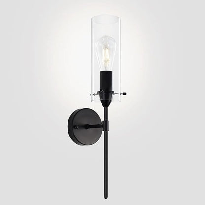 Black Wall Sconces 1-Light, Modern Wall Sconce with Clear Glass Shade, Hardwired Wall Mount Light Fixtures for Living Room Bathroom, Bedroom, Hallway