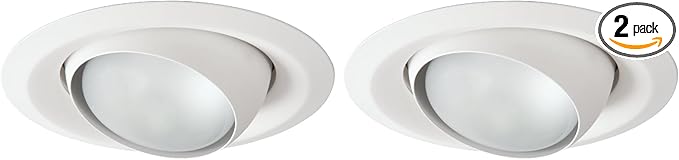 HALO E26 Series 6 in. White Recessed Ceiling Light Fixture Trim with Adjustable Eyeball (Pack of 2)