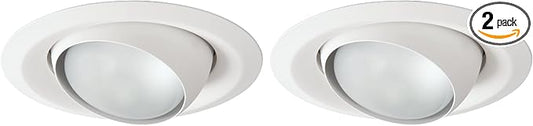 HALO E26 Series 6 in. White Recessed Ceiling Light Fixture Trim with Adjustable Eyeball (Pack of 2)