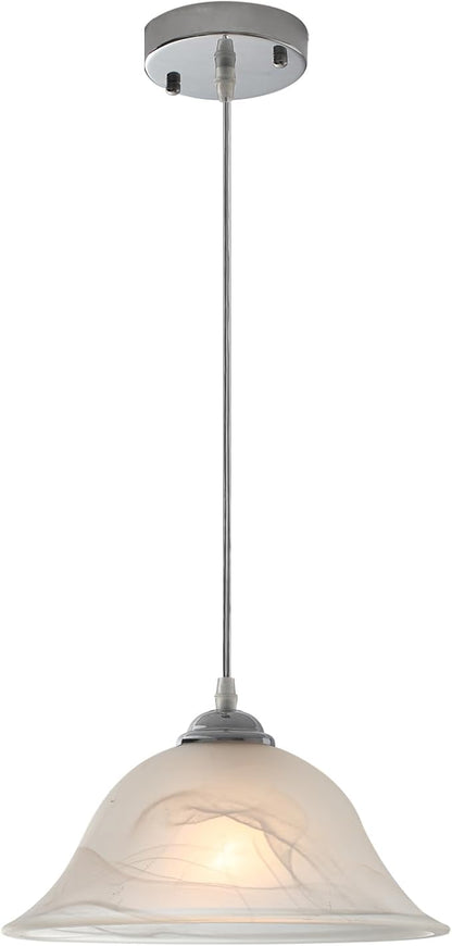 Kitchen Pendant Lighting Over Island, 11.8” White Frosted Glass Pendant Lights, Farmhouse Pendant Lights Kitchen Island, Modern Chrome Kitchen Pendant Light for Dinning Living Room (1 Pack)