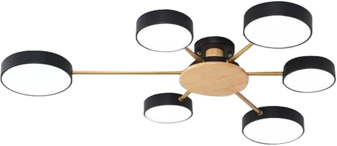 LED Ceiling Lighting 41 Inch 6-Lights Modern Ceiling Lights Flush Mount Recessed Lighting Ceiling Light 48W Adjustable Living Room Bedroom Kitchen, 3000K-6000K Temperature Available Black